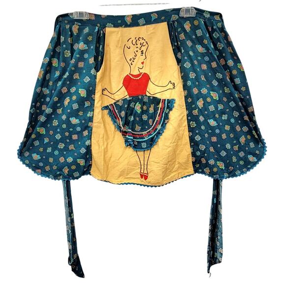 Vintage Peekaboo Lady Handmade Apron with Pockets Retro Cottagecore Style - Picture 1 of 11